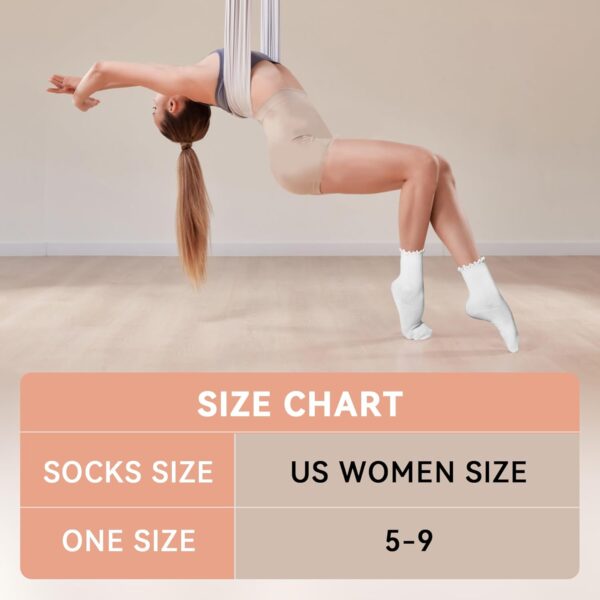 SkiBeaut Pilates Yoga Grips Socks, 4 Pairs Non Slip Skid Women Reformer Hospital Sticky Socks for Elderly Pregnancy Lady