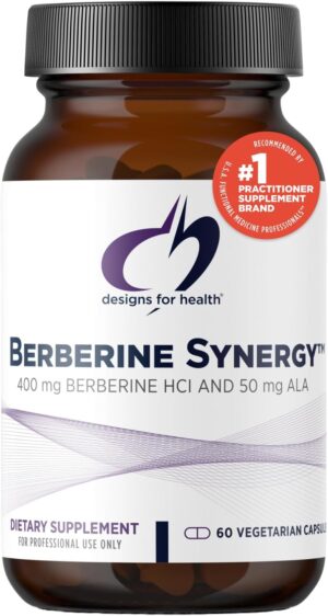 Designs for Health Berberine Synergy - Berberine HCL 400mg + Alpha Lipoic Acid (ALA) for Metabolism, Heart Health + Liver Support - Vegan, Non-GMO Berberine Supplement (60 Capsules)