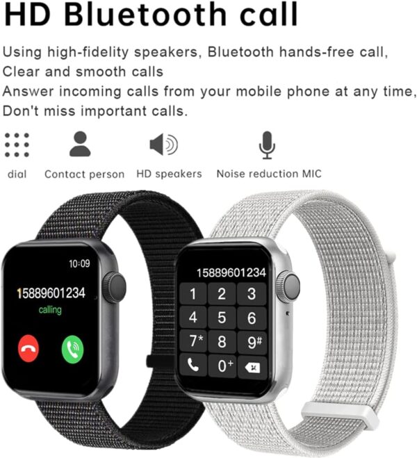 Smart Watch for Men Women for Android iOS Phones Compatible with iPhone, Smartwatches Fitness Tracker with Call/SMS/Heart Rate/Blood Oxygen Monitor/Pedometer/Nylon Sport Bands (Rose Gold)