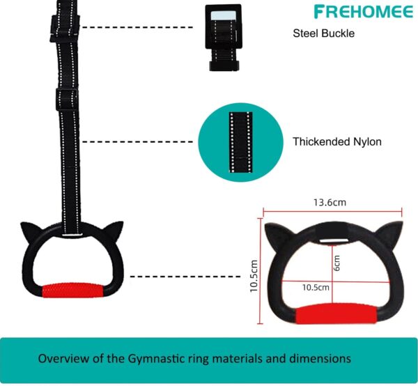 Professional Gymnastic Rings,Both for Adults and Kids,Support 440lbs/1600lbs,Home Fitness Equipment,Indoor and Outdoor Pull-up Bar for Stretching and Height Increase
