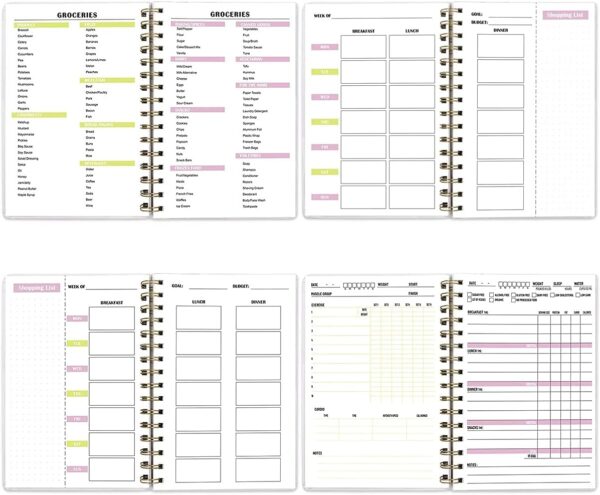 Food and Fitness Journal Meal Journal Diary Workout Wellness Log Notebook Planner Weight Loss Diet Meal Exercise Training Health Tracker 6.1" x 8.5" Hard Cover