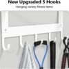 LSK Yoga Mat Holder Wall Mount, White Yoga Mats Storage Rack, Home Gym Storage with Metal Floating Shelf for Storing Fitness, Yoga Mat Rack with 5 Hooks for Hanging Foam Rollers and Resistance Bands