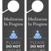 Meditation Sign for Door, 2 Pack (Printed on Both Sides), 9.3″x3.5″ PVC Plastic, Meditation Sign, Meditation Door Hanger, Meditation Decor, Do Not Disturb Sign, Meditation Decor for Room