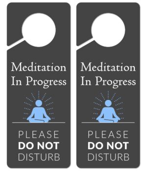 Meditation Sign for Door, 2 Pack (Printed on Both Sides), 9.3″x3.5″ PVC Plastic, Meditation Sign, Meditation Door Hanger, Meditation Decor, Do Not Disturb Sign, Meditation Decor for Room