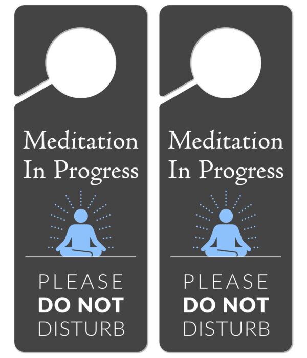Meditation Sign for Door, 2 Pack (Printed on Both Sides), 9.3″x3.5″ PVC Plastic, Meditation Sign, Meditation Door Hanger, Meditation Decor, Do Not Disturb Sign, Meditation Decor for Room