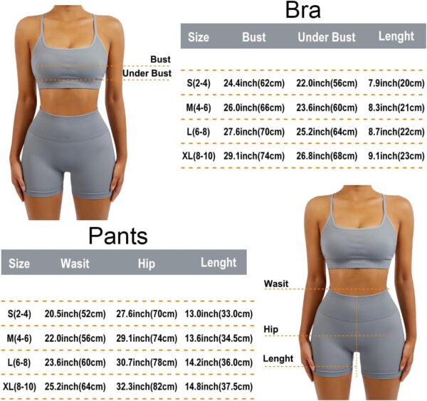 SUUKSESS Women Seamless Workout Sets Strappy Sports Bra High Waist Booty Shorts Outfits