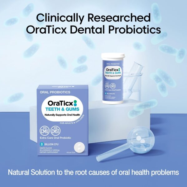 Teeth & Gums Dental Probiotic, Naturally Supports Oral Health and Immunity, Oral Probiotics Supplement 8 Billion CFU, Grape Flavor 30 Lozenges 1-PK