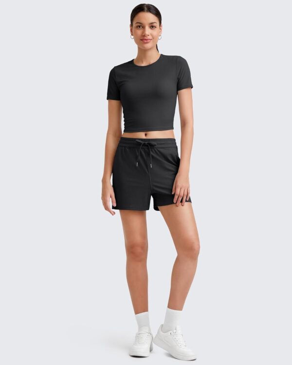 G4Free Workout Shirts Women Slim Fit Athletic Gym Work Out Tops Crop Short Sleeve Basic Yoga Tshirts Casual Summer