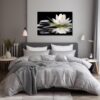LZIMU Zen Canvas Wall Art White Lotus and Black Zen Stones Bloom in Water Picture Prints for Yoga Spa Meditation Spiritual Room Bathroom Decor (Zen-1, 16"x24")