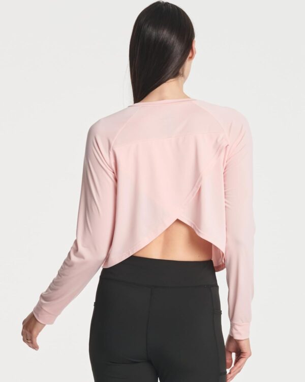 Real Essentials 4 Pack: Women's Dry-Fit Long Sleeve Petal Back Crop Top - Athletic Cropped Tee (Available in Plus Size)