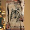 Bengbobar Western Sweatshirts for Women Native American Aztec Print Pullover Long Sleeve Crewneck Crewneck Sweatshirt