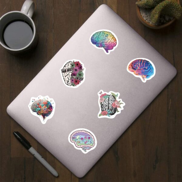 500 Pieces（10 Patterns） Brain Mental Health Stickers Colorful Fashion Graffiti Adhesive Seals for Kids Teens Adults Water Bottles Laptop Suitcase Birthday Party Supplies Halloween Decoration