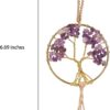 Healing Crystal Ornament Tree of Life Natural Amethyst Tree of Life Charm Car Mirror Accessories Hippie Boho Interior Room Wall Decoration Meditation Good Luck Decoration