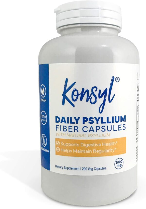 Konsyl Daily Psyllium Fiber Capsules - Contains 1500mg of All-Natural Psyllium Husk Powder per Serving - Supports Digestive Health and Weight Management Goals+ (2 Pack - 200 Count Each)