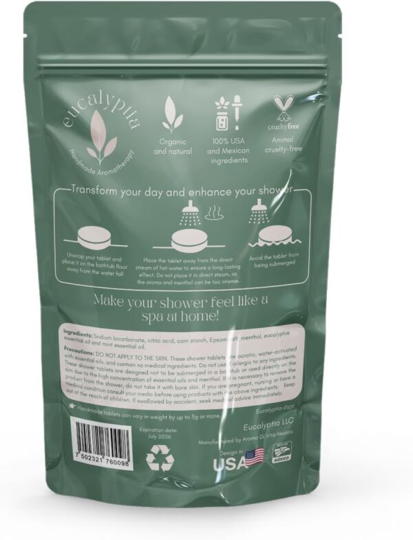 Mint Eucalyptus Shower Steamers – 10 Pack Aromatherapy Tablets for Relaxation, Stress Relief, Handmade Natural Essential Oils, Spa Shower Tablets, Perfect Birthday Gifts for Women