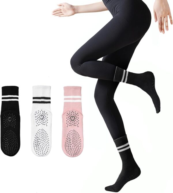 ULEEMARK Womens Pilates Non slip Yoga Socks Dance Gym Exercise Ankle Socks