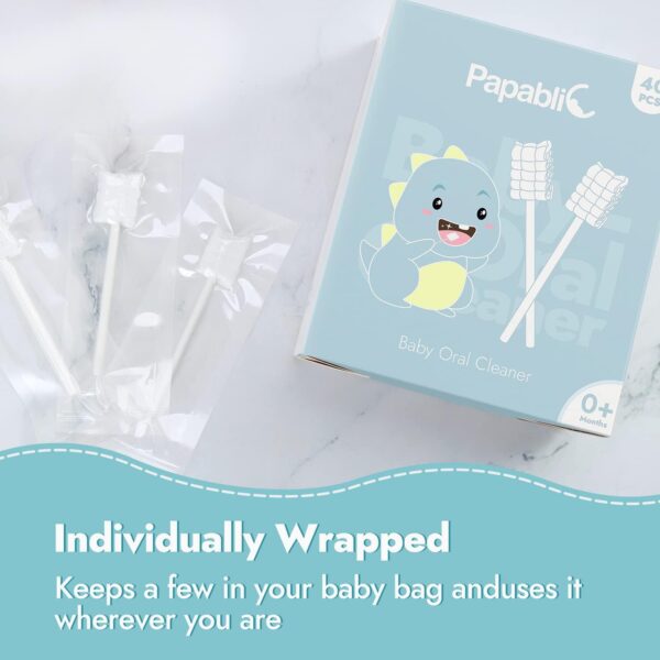 Papablic 40-Pack Baby Tongue Cleaner, Baby Oral Cleaner, Disposable Baby Mouth Cleaner Newborn, Upgrade Gum Cleaner with Paper Handle for Babies and Infants Ages 0-2 Years