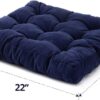 HIGOGOGO Square Meditation Pillow, Large Floor Pillow Solid Thick Tufted Seat Cushion for Balcony Bedroom Tatami Living Room, Navy, 22x22 Inch