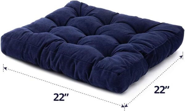HIGOGOGO Square Meditation Pillow, Large Floor Pillow Solid Thick Tufted Seat Cushion for Balcony Bedroom Tatami Living Room, Navy, 22x22 Inch