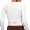 CRZ YOGA Long Sleeve Shirts for Women Soft Crew Neck Fall Basic Tight Tops Fitted Casual Going Out T-Shirts