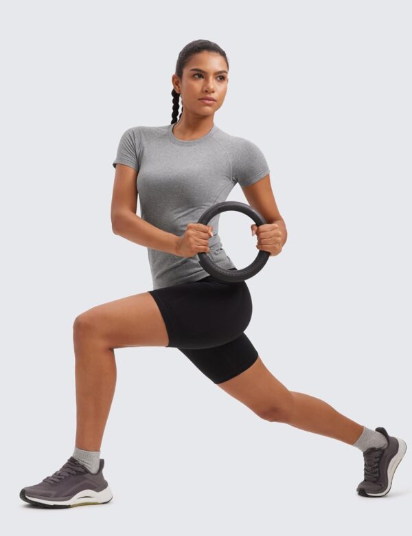 CRZ YOGA Seamless Workout Tops for Women Short Sleeve Athletic Tees Breathable Gym Running Yoga Shirts