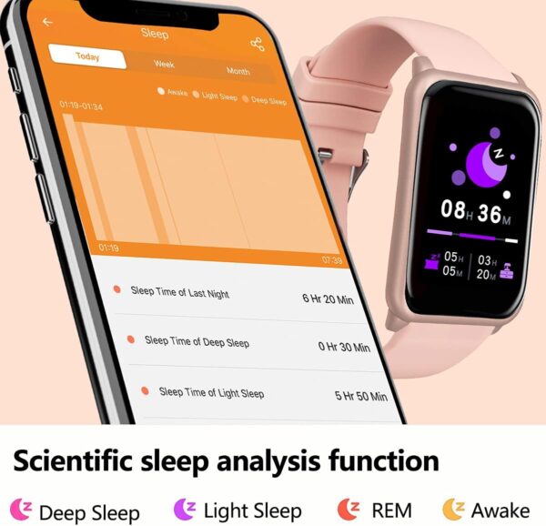 FITVII Fitness Tracker, Heart Rate Blood Pressure Monitor Activity Tracker, 1.57'' Touch Screen Calorie Step Counter IP68 Waterproof Watch with Weather Sleep Monitor Music Control for Women Men Kids