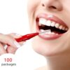GOUWEIBA 100 pcs Braces Brush Disposable Interdental Brush Toothpick Dental Tooth Flossing Head Oral Dental Hygiene Flosser Dental Hygiene Flosser Tooth Cleaning Tools Oral Flossing Head (Blue+Red)
