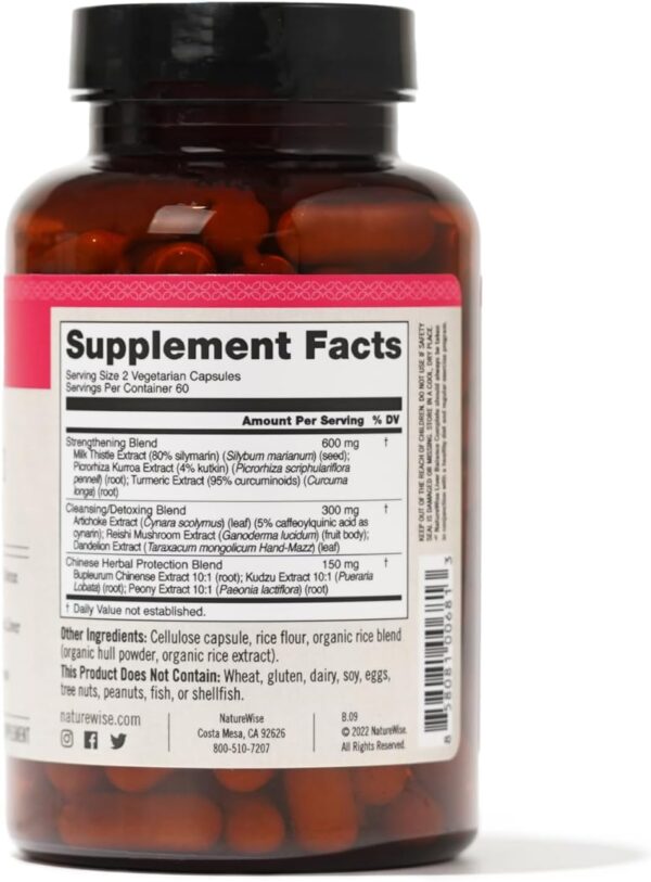 NatureWise Liver Detox Cleanse Supplement (60 servings) Triple Repair Formula with Milk Thistle, Turmeric, Reishi & Kudzu to Encourage Toxin Removal & Support Normal Function (120 Veg Capsules)