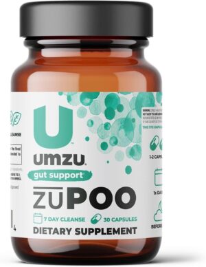UMZU zuPOO Natural Colon Cleanse, Constipation Relief & Detox Supplement for Women & Men, Cascara Sagrada, Magnesium, Milk Thistle, Apple Cider Vinegar (15 Day Supply | 30 Capsules)