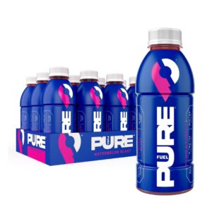 Pure Fuel Hydration Drinks Watermelon Blast - Plant-Based Healthy Electrolyte Drinks with B-Vitamins - No Added Sugar - 12 Pack x 16.9 fl oz Bottles