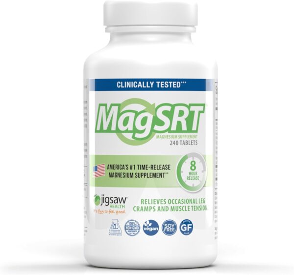61hIXB7hEzL._AC_SL1500_.jpg Jigsaw Health MagSRT | Magnesium Supplement with Vitamin B6, Folate & B12 | 240 Tablets | 60 Servings