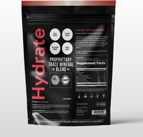 Hydrate Electrolyte Drink Mix | Cherry Limeade Flavor | NSF Certified | Electrolytes, Vitamin C, Magnesium, Zinc, Potassium | Used by Athletes & US Military | Boost Performance | 15 Packs