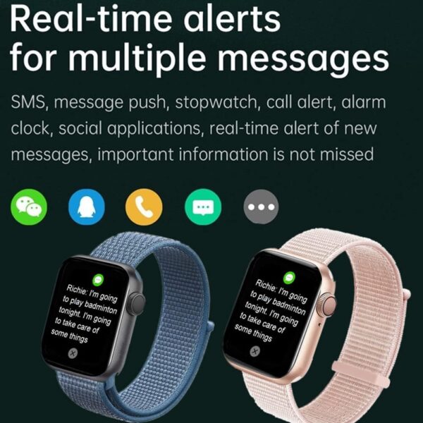 Smart Watch for Men Women for Android iOS Phones Compatible with iPhone, Smartwatches Fitness Tracker with Call/SMS/Heart Rate/Blood Oxygen Monitor/Pedometer/Nylon Sport Bands (Rose Gold)