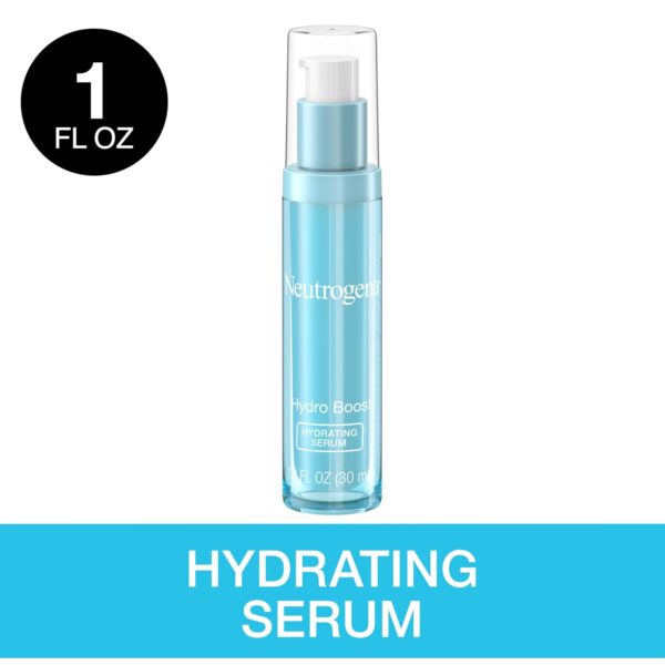 Neutrogena Hydro Boost Hydrating Hyaluronic Acid Serum for Face & Neck, Fast Absorbing Daily Facial Moisturizing Serum Quenches Dry Skin for Hydrated, Glowing Skin, Oil-Free, Non-Comedogenic, 1 fl. oz