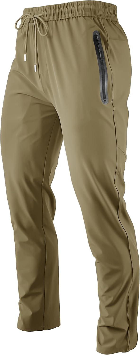 Men's Lightweight Quick Dry Hiking Running Pants Outdoor Sports Breathable Zipper Pockets Athletic Work Pants