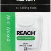 REACH Waxed Dental Floss, Mint, Plaque Remover for Teeth, Shred Resistant, Floss Slides Smoothly, Easy to Use, Waxed, Deep Cleaning Teeth, Oral Care, PFAS Free, for Adults & Kids, 1 Pack, 55 yd