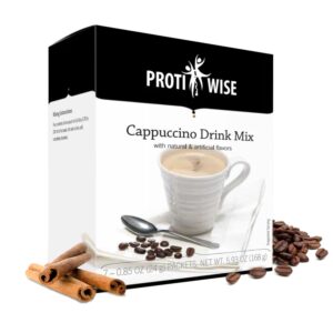 ProtiWise High Protein Diet Drink Mix | Cappuccino | Meal Replacement for Weight Loss and Hunger Control | 15 grams Protein, Low Calorie, Low Fat, Sugar-Free, Keto Friendly| 7/Box