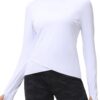 Women's Long Sleeve Compression Shirts Workout Tops Cross Hem Athletic Running Yoga T-Shirts with Thumb Hole