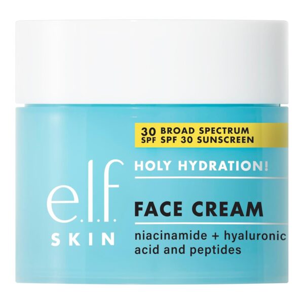 e.l.f. SKIN Holy Hydration! Face Cream - Broad Spectrum SPF 30 Sunscreen, Moisturizes & Softens Skin, Quick-Absorbing & Ultra-Hydrating, 1.8 Oz (50g)