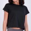 Real Essentials 5 Pack: Women's Dry Fit Crop Top - Short Sleeve Crew Neck Stretch Athletic Tee (Available in Plus Size)