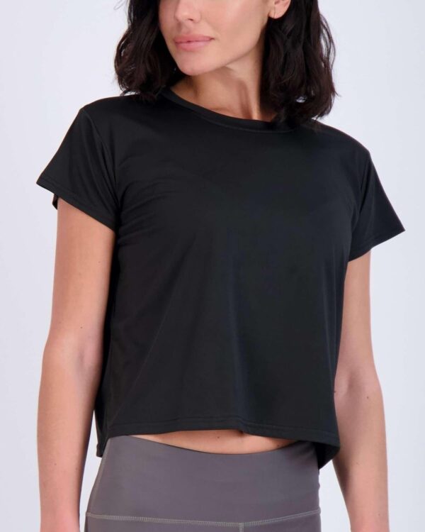 Real Essentials 5 Pack: Women's Dry Fit Crop Top - Short Sleeve Crew Neck Stretch Athletic Tee (Available in Plus Size)