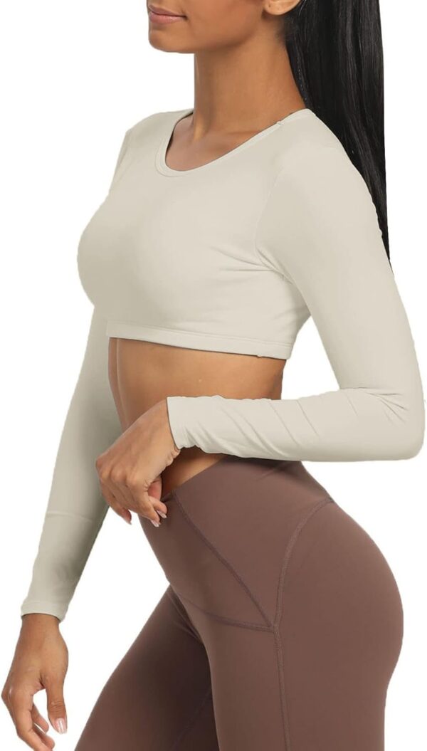 Aoxjox Long Sleeve Crop Tops for Women Clarissa Backless Workout Cropped T Shirt Top