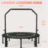 BCAN 450/550 LBS Foldable Mini Trampoline, 40"/48" Fitness Trampoline with Bungees, U Shape Adjustable Foam Handle, Stable & Quiet Exercise Rebounder for Adults Indoor/Outdoor Workout