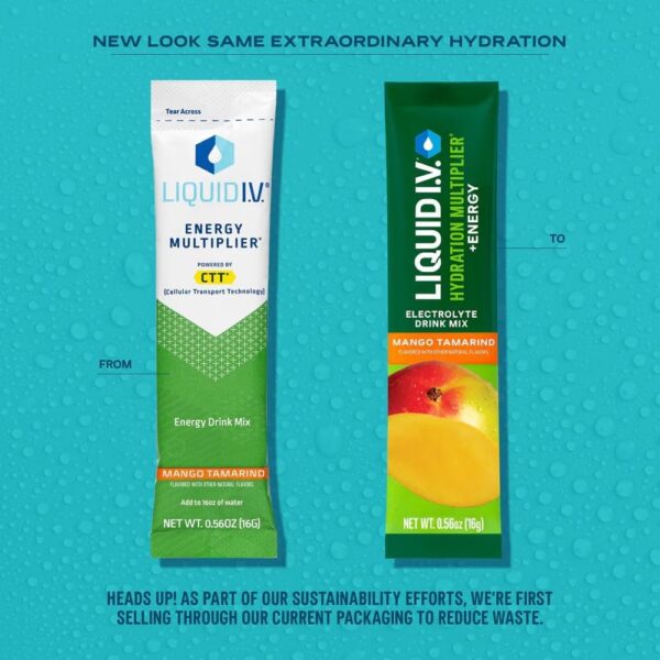 Liquid I.V.® Hydration Multiplier +Energy - Mango Tamarind | Electrolyte Powder Drink Mix | 1 Pack (14 Servings)