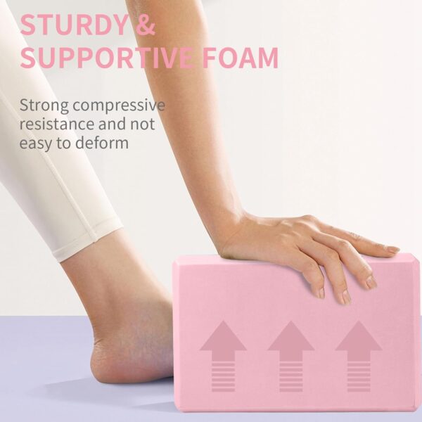 Yoga Block, Yoga Blocks 2 Pack, Sturdy Yoga Foam Blocks, High Density & Non Slip Dance Blocks for Stretching and Toning, Fitness Accessories for Stability & Balance