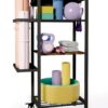 Yoga Mat Storage Rack with Wheels, 3 Tier Home Gym Workout Equipment Organizer for Dumbbells, Kettlebells, Foam Rollers