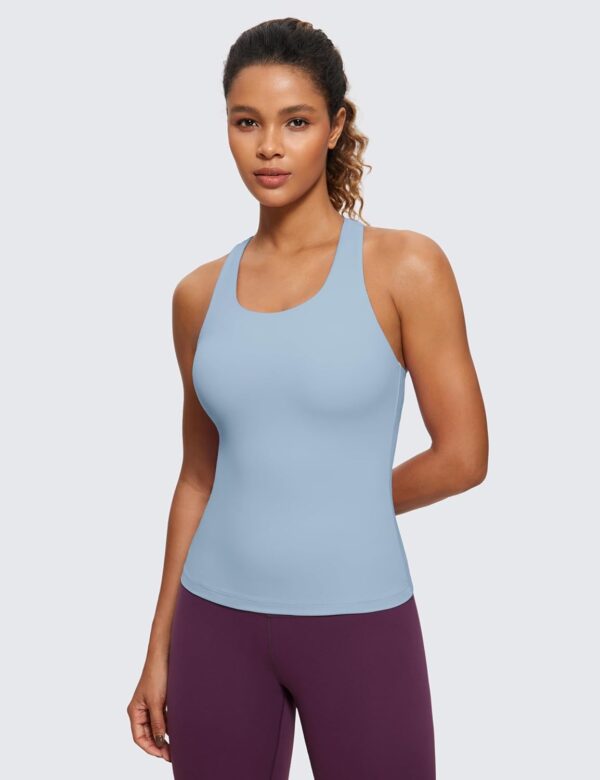CRZ YOGA Butterluxe Workout Tank Tops for Women Built in Shelf Bras Padded - Racerback Athletic Spandex Yoga Camisole