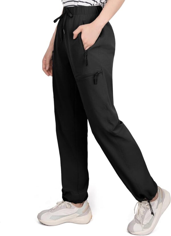 Women's Hiking Cargo Pants Quick Dry Lightweight Joggers with Multiple Zipper Pockets Adjustable Cuffs for Travel