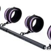 Spreader Bar Heavy Duty Stainless Steel Expandable Black Bar with 4pcs Furry Black Adjustable Strap,Sports Aid Training Fitness Gear Pilates Aid Kit, Home Indoor Yoga Set