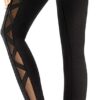 romansong Women's Mesh Leggings Yoga Pants with Pocket, Non See-Through Capri High Waisted Tummy Control 4 Way Stretch